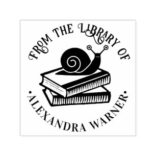 Sello Automático Caracol Adorable en Libros Silueta Biblioteca Nomb