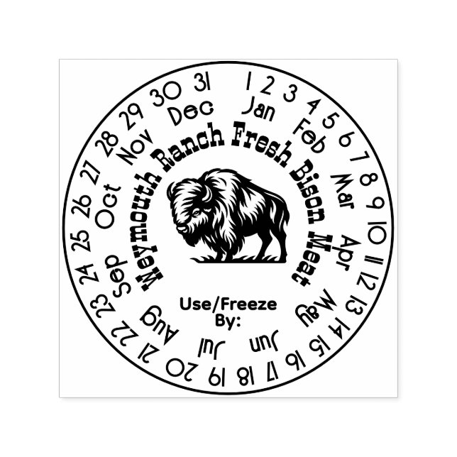 Sello Automático Carne de Bisonte Calendario Perpetuo Fecha de Fres (Diseño)