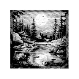 Sello Automático Casa de montaña Escandinavia Retro Art