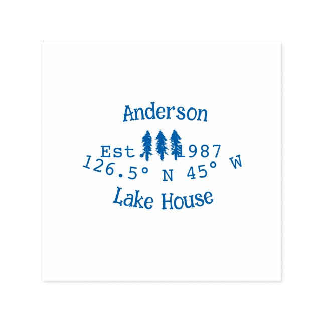 Sello Automático Casa del lago. Fecha año personalizado coordenadas (Diseño)