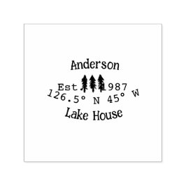 Sello Automático Casa del lago. Fecha año personalizado coordenadas