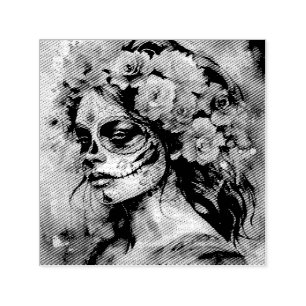 Sello Automático Catrina de acuarela Día de los Muertos Cráneo de A