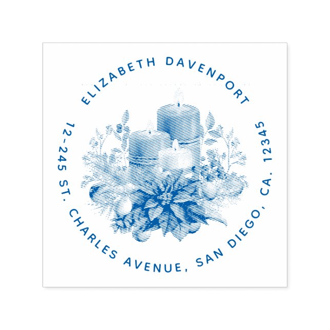 Sello Automático Centro de velas con flor de Poinsettia (Diseño)