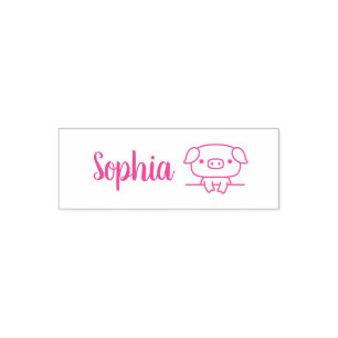 Sello Automático Cerdito Lindo, Nombre Personalizado