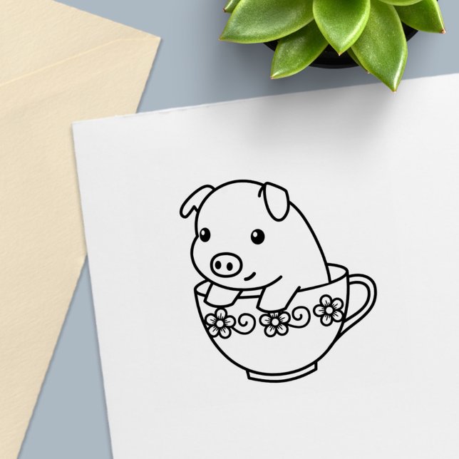 Sello Automático Cerdo lechón en una taza de té (Subido por el creador)