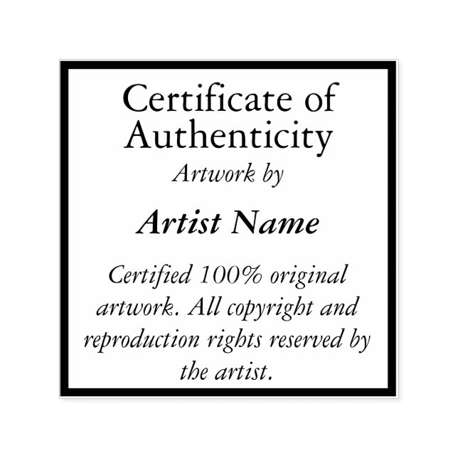 Sello Automático Certificado cuadrado de autenticidad de personaliz (Diseño)