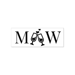 Sello Automático Champán Flutes Boda 2 Monograma inicial