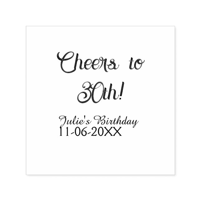 Sello Automático Cheers to 30th birthday name date mauve blue elega (Diseño)