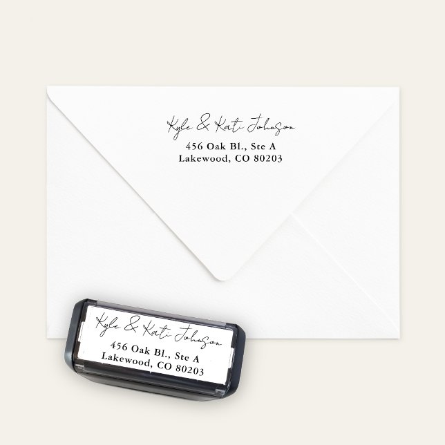 Sello Automático Chic Script Black White Self Inking Rubber Stamp (Subido por el creador)