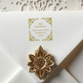 Sello Automático Chic Vintage Ornate Floral Frame Family Address