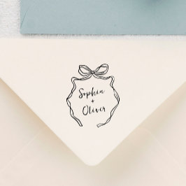 Sello Automático Chic Whimsical Hand Drawn Bow Wedding