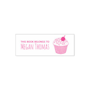 Sello Automático Chica Cupcake Nombre del aleta