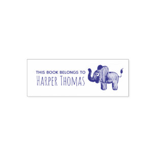 Sello Automático Chica Cuyo libro pertenece al nombre del elefante