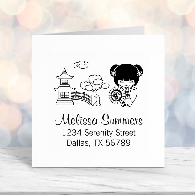 Sello Automático Chica de paraguas asiático en discurso de kimono (Subido por el creador)