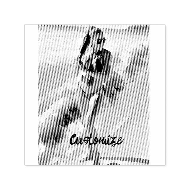 Sello Automático Chica de playa Thunder_Cove (Diseño)