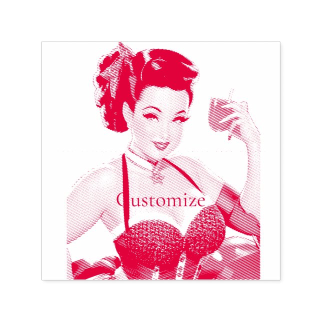 Sello Automático Chica del Fiesta de cócteles Thunder_Cove (Diseño)