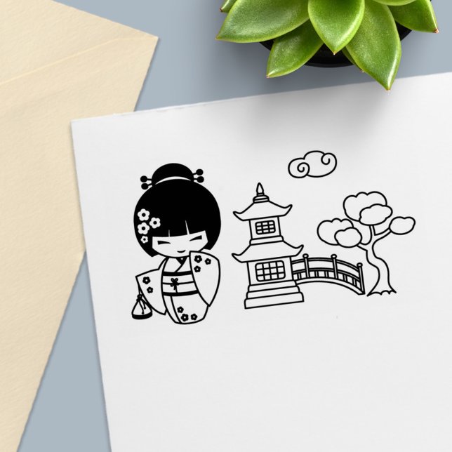 Sello Automático Chica japonesa con kimono Scrapbook (Subido por el creador)