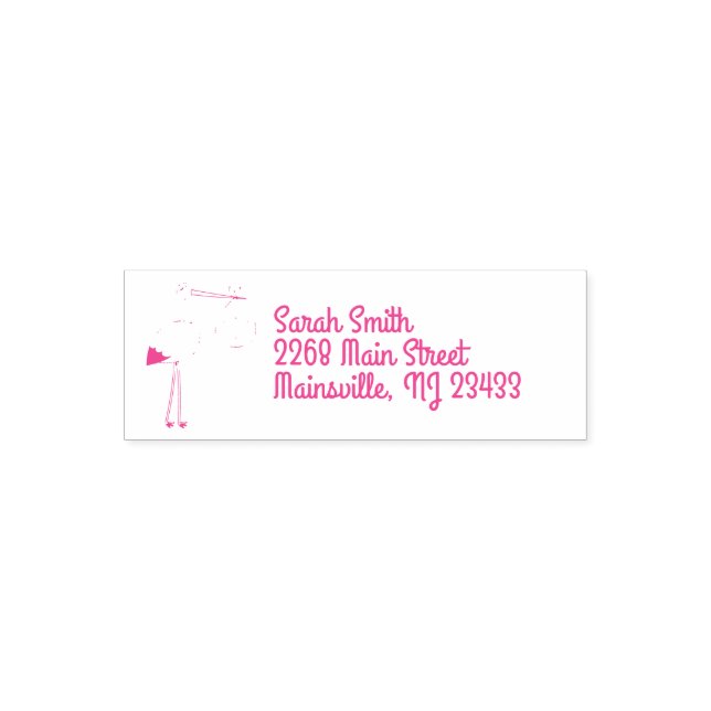 Sello Automático Chica rosa de Stork Baby Shower Personalizado (Diseño)