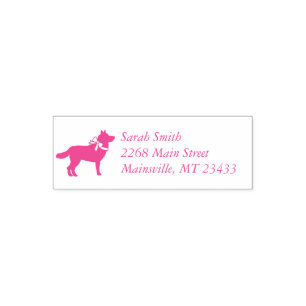 Sello Automático Chica rosado del perro Husky siberiano Baby Shower