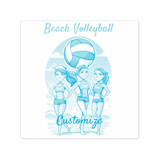 Sello Automático Chicas de Voleibol de Playa Thunder_Cove (Diseño)