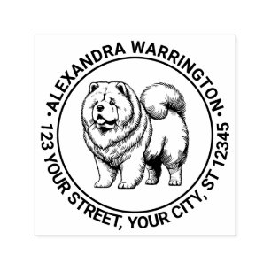 Sello Automático Chow Chow Perro Nombre permanente Dirección de dev