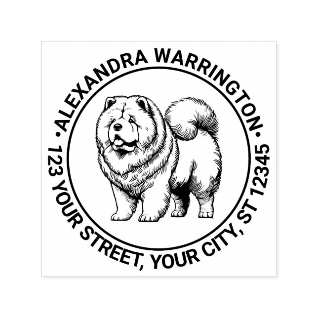 Sello Automático Chow Chow Perro Nombre permanente Dirección de dev (Diseño)