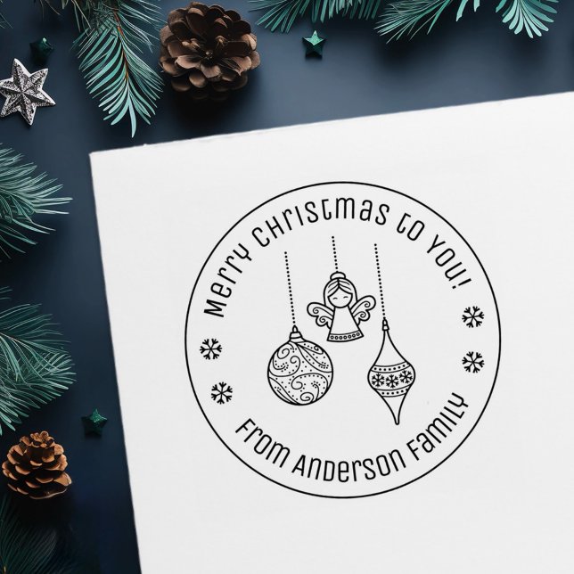 Sello Automático Christmas Ornaments Family Name (Subido por el creador)