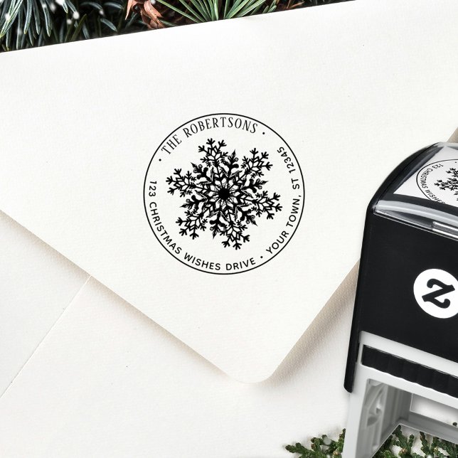 Sello Automático Christmas Snowflake Holiday Return Address (Subido por el creador)