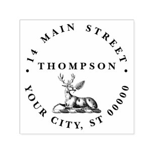 Sello Automático Ciervo con helecho Emblema de Cima Heráldica