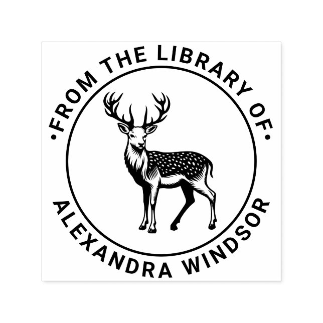 Sello Automático Ciervo manchado rústico Nombre del libro de la bib (Diseño)