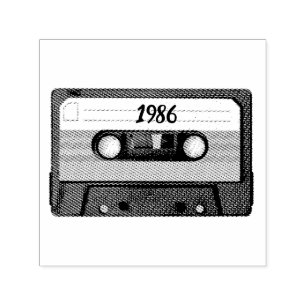 Sello Automático Cinta de casete personalizable retro 1986