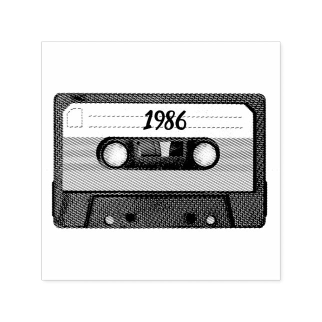 Sello Automático Cinta de casete personalizable retro 1986 (Diseño)