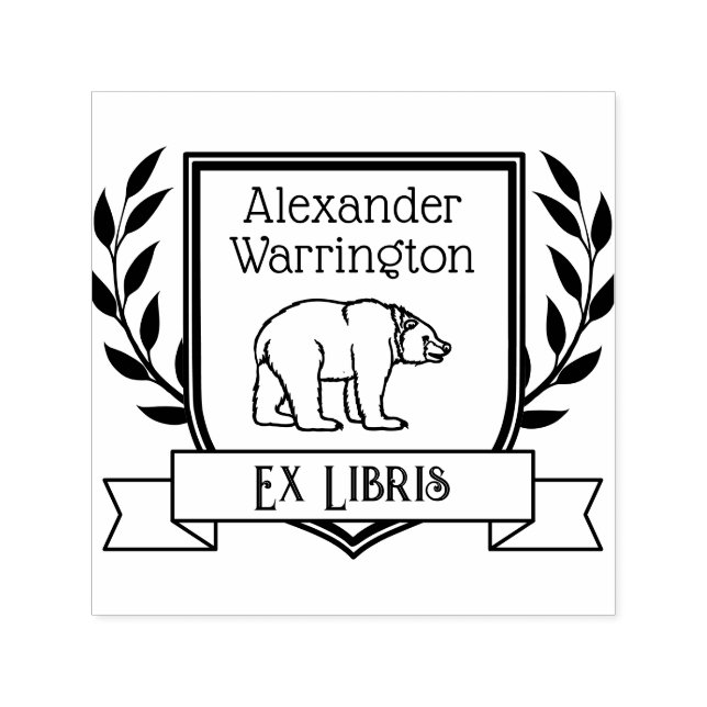 Sello Automático Cinta de cresta de oso Ex Libris nombre del libro  (Diseño)