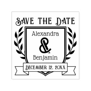 Sello Automático Cinta de Pareja Crest Botánica Save the Date