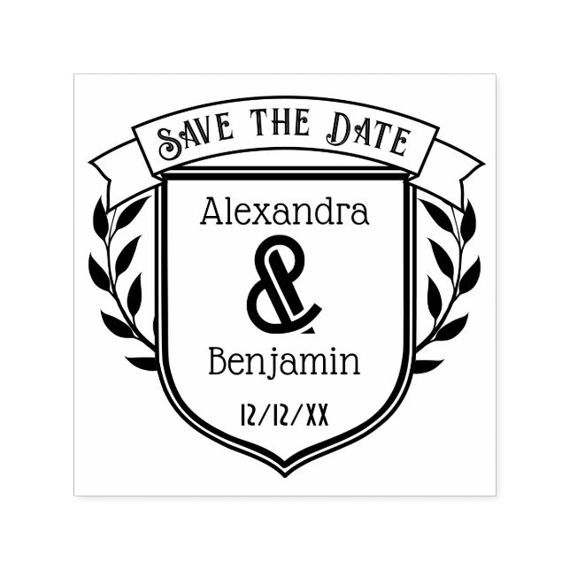 Sello Automático Cinta Escudo Pareja Botánica Guardar la fecha #2 (Diseño)