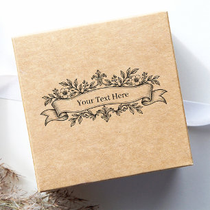 Sello Automático Cinta Floral Francesa Vintage con Texto Personaliz