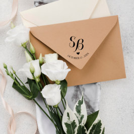 Sello Automático Cita Monograma Corazón y Boda