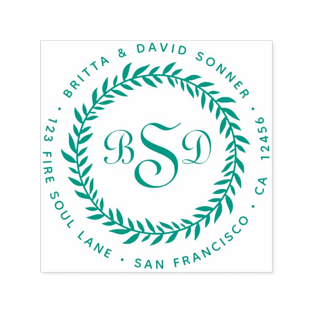 Sello Automático Clásica Leaf V Wreath 3 Monogramas - Dirección de  (Diseño)