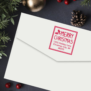 Sello Automático Clásico Marco Feliz Navidad Acebo Dirección