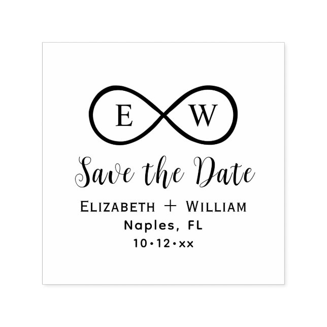 Sello Automático Classic Infinity Monogram Wedding Save the Date (Diseño)