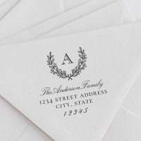 Classic Laurel Wreath Monogram Return Address