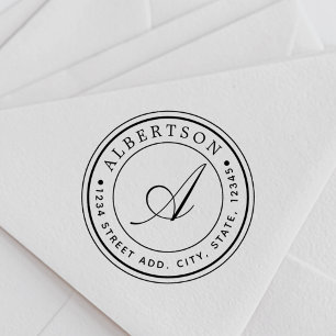 Sello Automático Classic Script Monogram Round Return Address Name