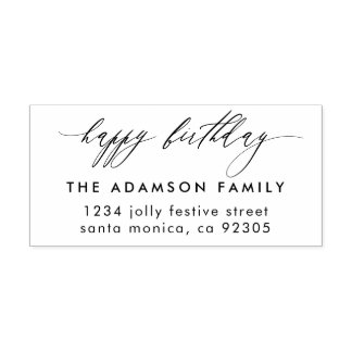 Sello Automático Classy Happy Birday Script Family Return Address