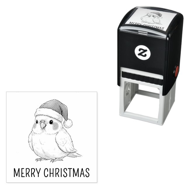 Sello Automático Cockatiel de Navidad personalizado con sombrero de (In Situ)