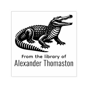 Sello Automático Cocodrilo de Boca Abierta De la Biblioteca de Nomb