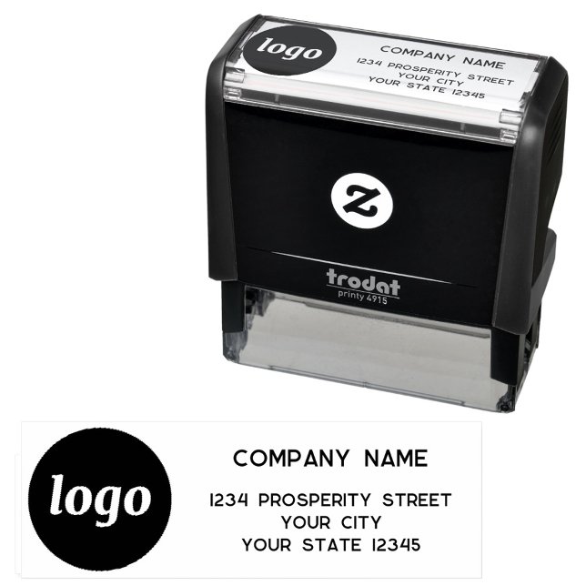 Sello Automático Compañía de Logo Simple Dirección de Devolución (Simple logo with text business company return address self inking stamp)