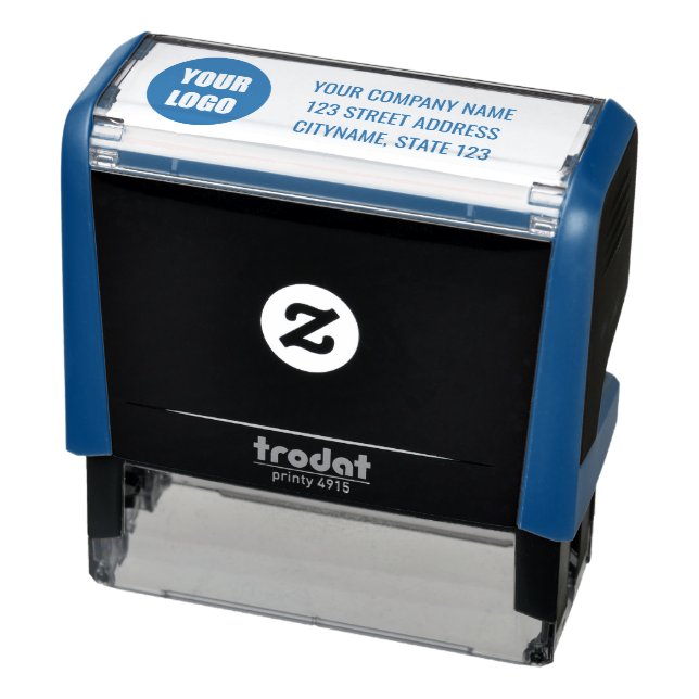 Sello Automático Company Logo Name Address Self-inking Stamp blue (Producto)