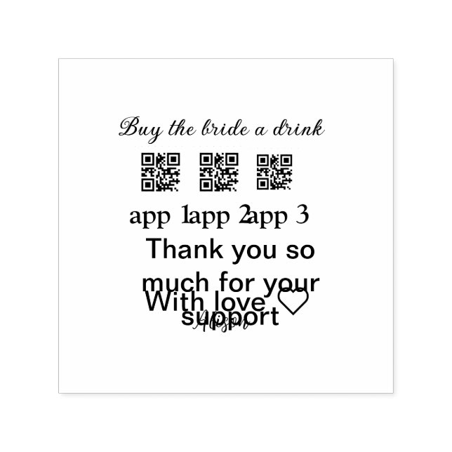 Sello Automático comprar novia una bebida escanear código QR gracia (Diseño)