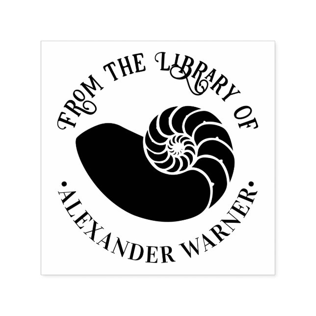 Sello Automático Concha fósil de ammonite #2 Libro de biblioteca de (Diseño)