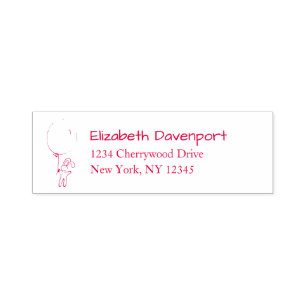 Sello Automático Conejito aguantando un globo